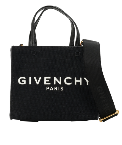 Mini G Tote, &pound;450, Handbags, Black, Canvas, Front view